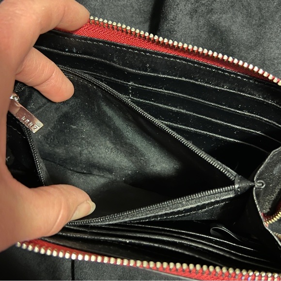 DKNY Patent Sutton Wallet Glossy RED Textured PU Leather lFull Zip Aroundkmr - Picture 8 of 15